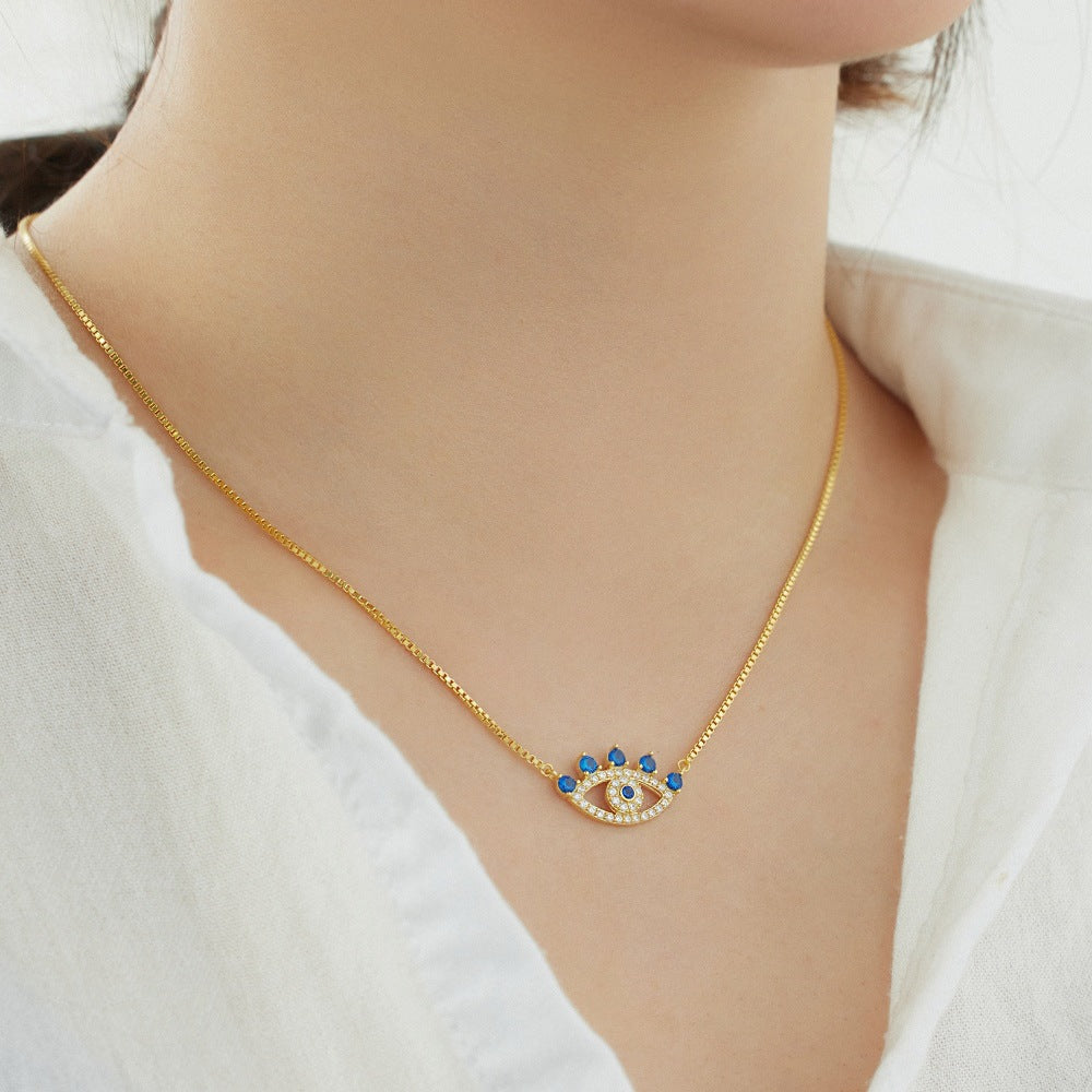 Temperamental and high-end zircon eye necklace - jewelryweilin