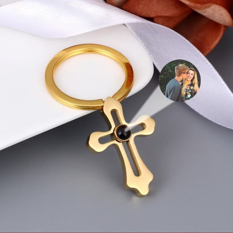 Photo Projection Cross Necklace