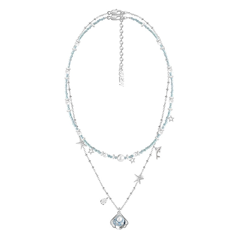 Secret language blue sea star necklace