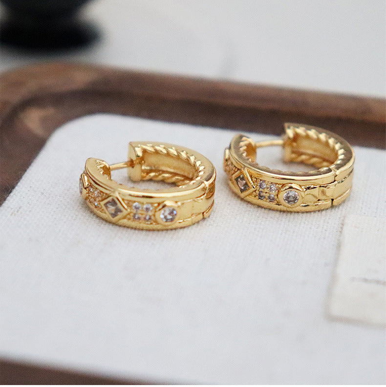 Designer gold micro-paved zircon exquisite earrings - jewelryweilin