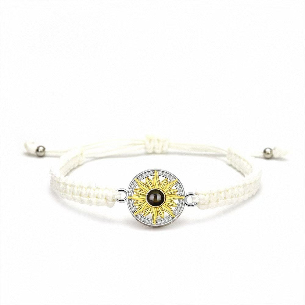 Photo projection sunflower woven wristband