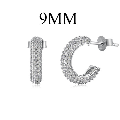 Fashionable and simple sterling silver zircon half hoop earrings - jewelryweilin