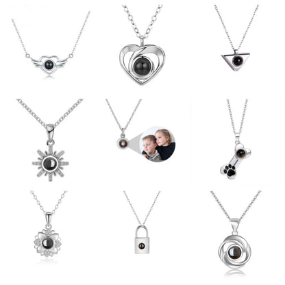 Photo projection pendant necklace