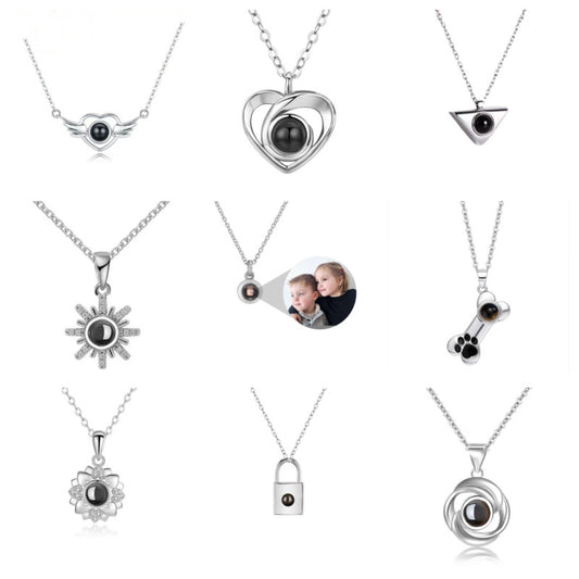 Photo projection pendant necklace