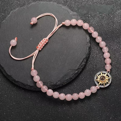 Sunflower photo projection natural stone bracelet