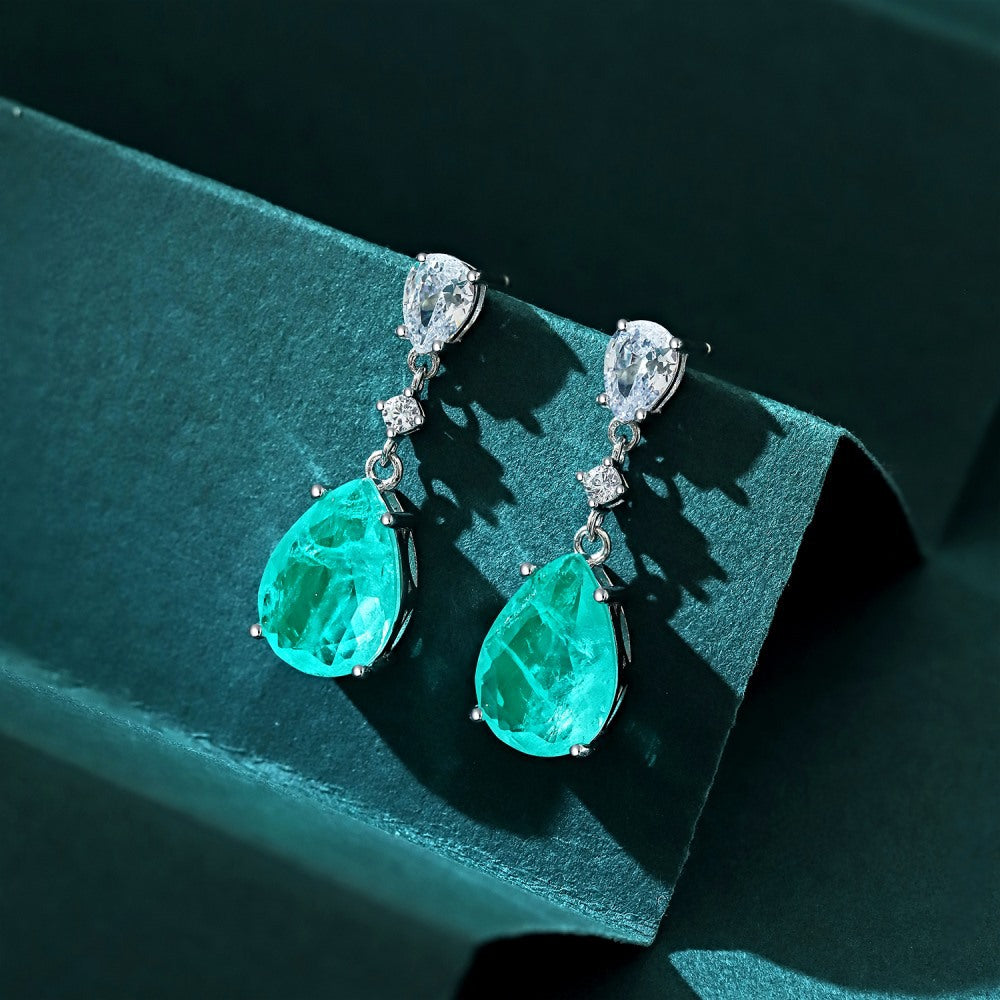 Elegant green teardrop earrings - jewelryweilin