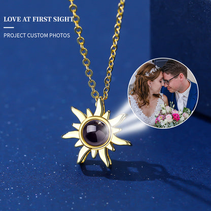 Photo projection sunflower necklace