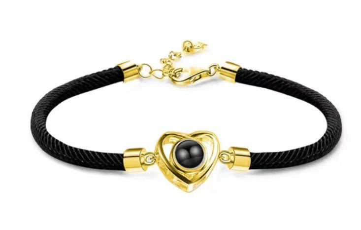 Photo projection woven rope bracelet