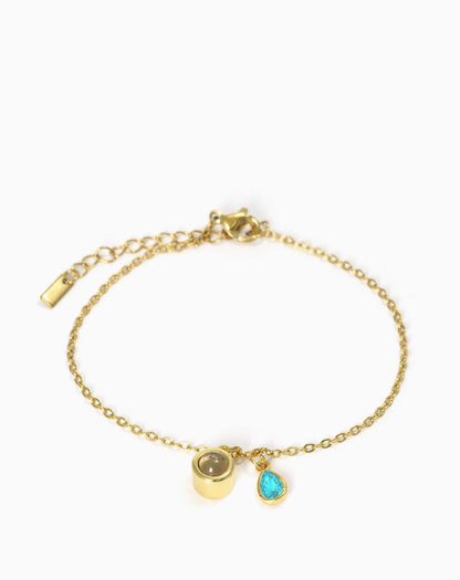 Photo projection water droplet shape zodiac stone bracelet