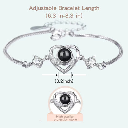 Heart-shaped zirconia photo projection bracelet