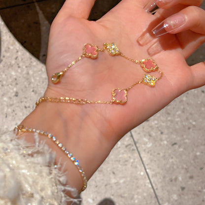 Zirconia Flower Lobster Clasp Bracelet