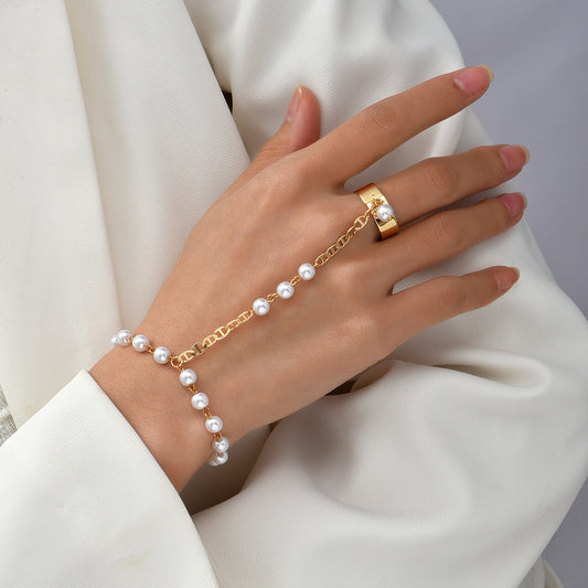 Simian pearl chain finger  bracelet