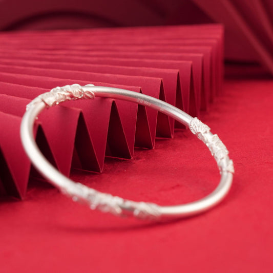 Ancient round stick sterling silver bracelet
