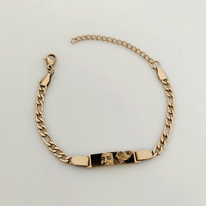 Brazalete con cadena de mano con imagen y texto grabado personalizado 