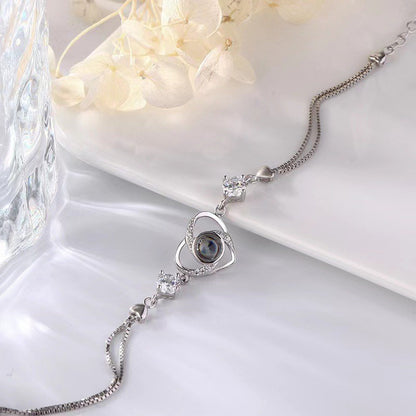 Heart-shaped zirconia photo projection bracelet