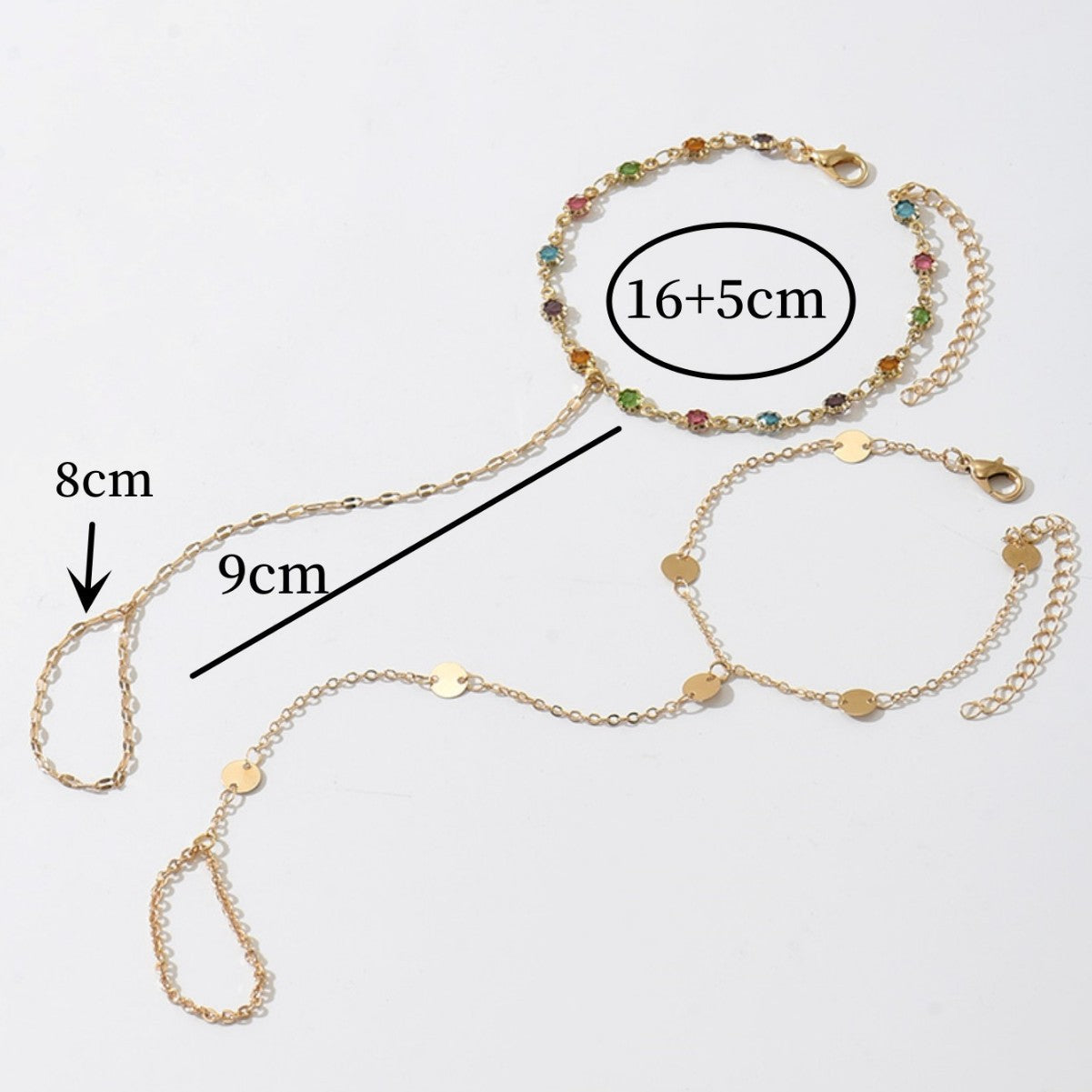 Zircon Four-Leaf Clover Colored Diamond Finger Necklace