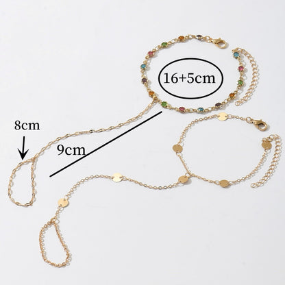 Zircon Four-Leaf Clover Colored Diamond Finger Necklace