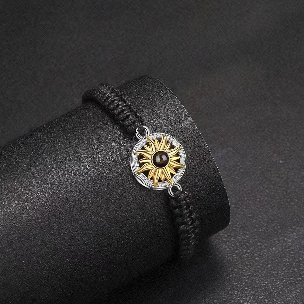 Photo projection sunflower woven wristband
