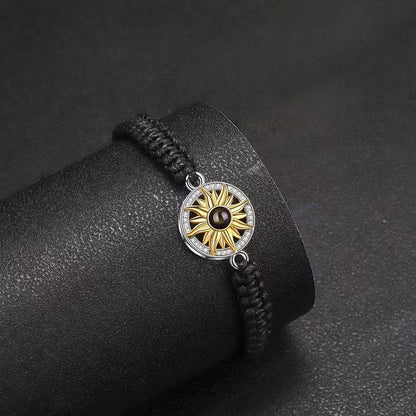 Photo projection sunflower woven wristband