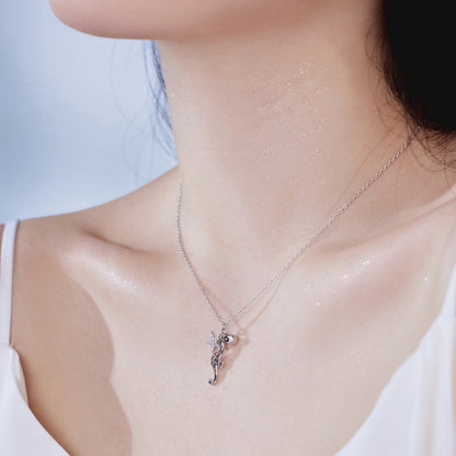 Women's simple high-end zircon star shell necklace - jewelryweilin