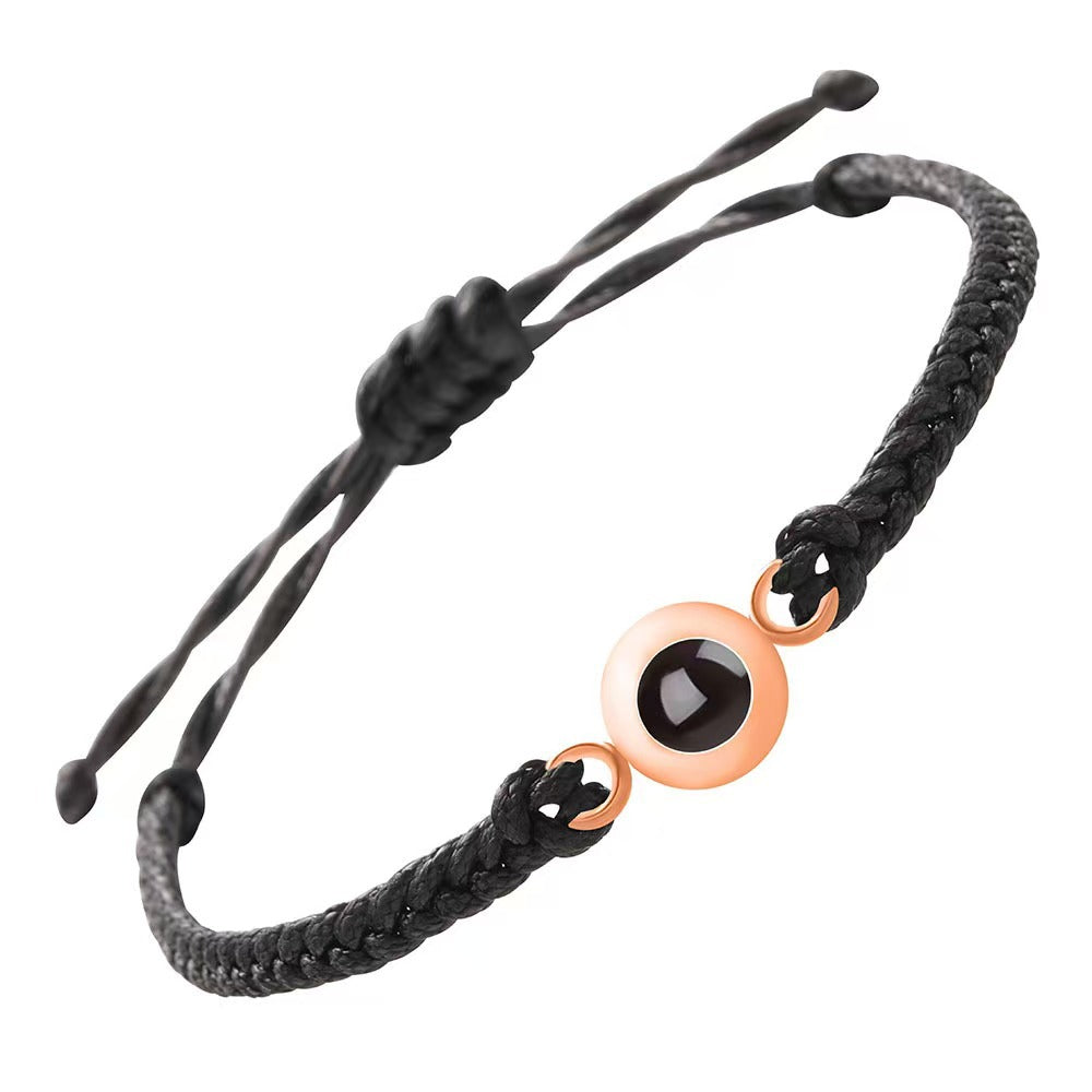 Photo projection woven couple's bracelet