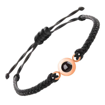 Photo projection woven couple's bracelet