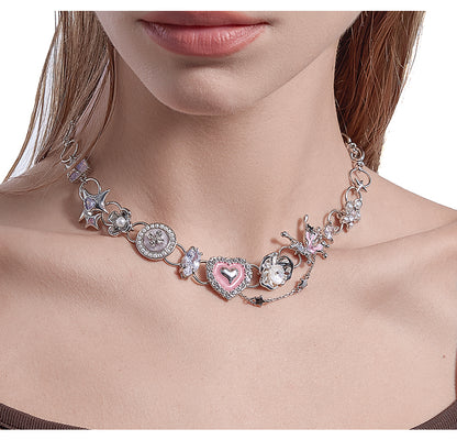 Love pink heart necklace