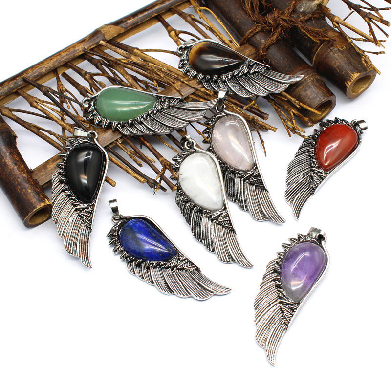 Punk Vintage Crystal Wing Pendant