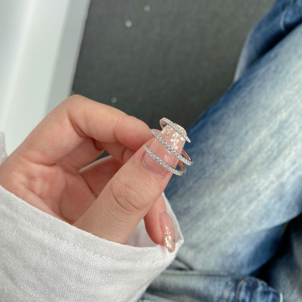 Fashionable and personalized spiral full diamond ring - jewelryweilin