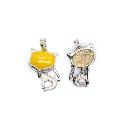 Ancient style little fox crystal pendant