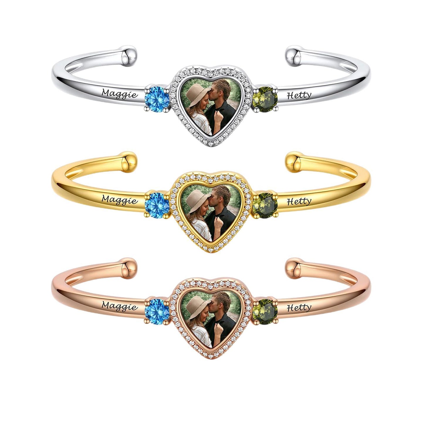 Pulsera con foto de corazón personalizada 