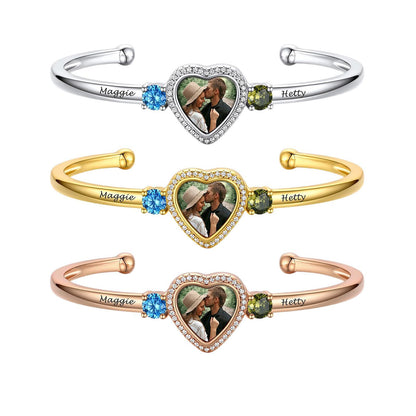 Pulsera con foto de corazón personalizada 