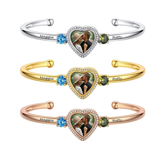 Custom photo heart photo bracelet