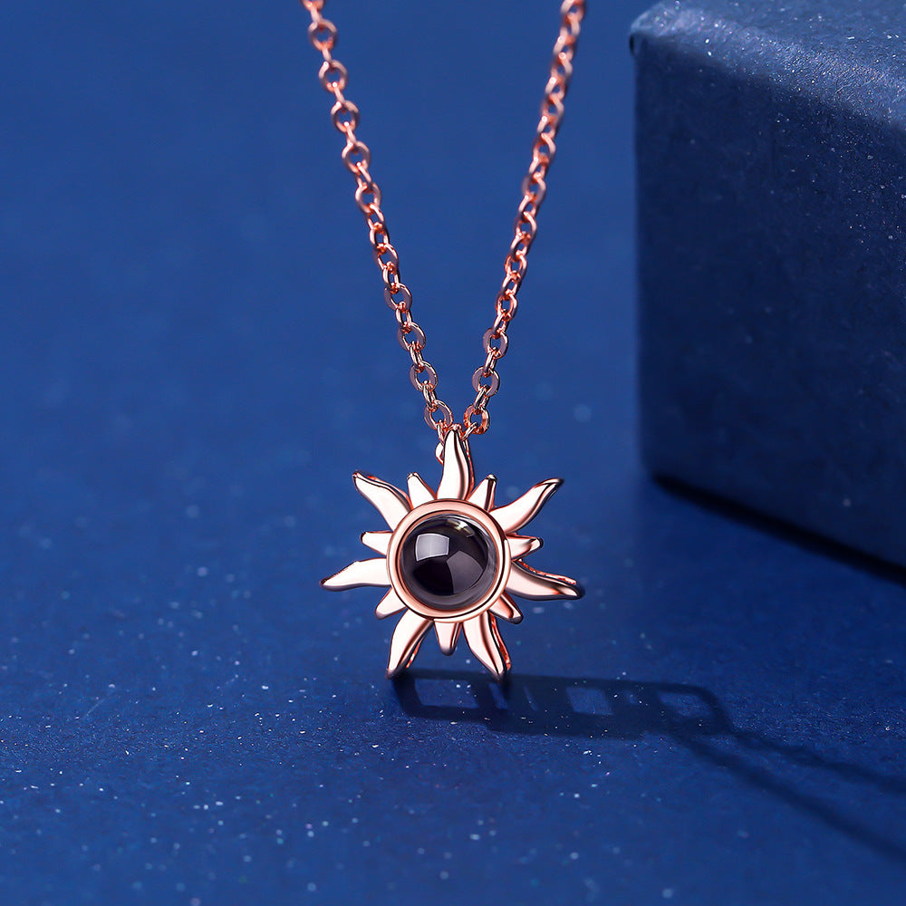 Photo projection sunflower necklace