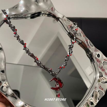 Hip Hop Dark Star Moon Necklace