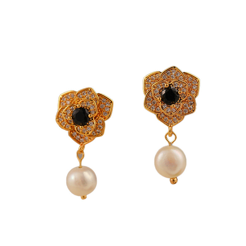 High Fashion Camellia Freshwater Pearl Earrings - jewelryweilin