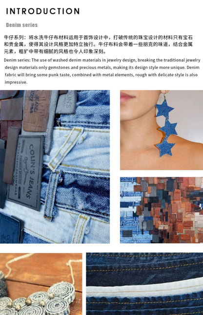 Choker Heart-shaped Denim Collar Chain Necklaces