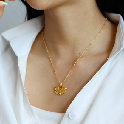 Retro Chinese style personalized fan necklace for women - jewelryweilin