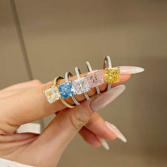 Classic and fashionable ice flower cut zircon ring - jewelryweilin