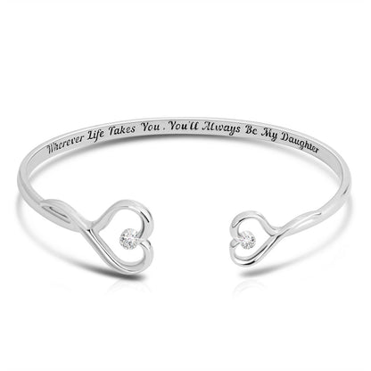 Corrosion engraved heart shape bracelet