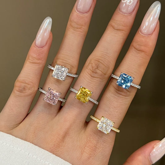 Classic and fashionable ice flower cut zircon ring - jewelryweilin