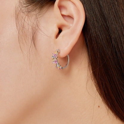 Rainbow inlaid colored zircon earrings - jewelryweilin