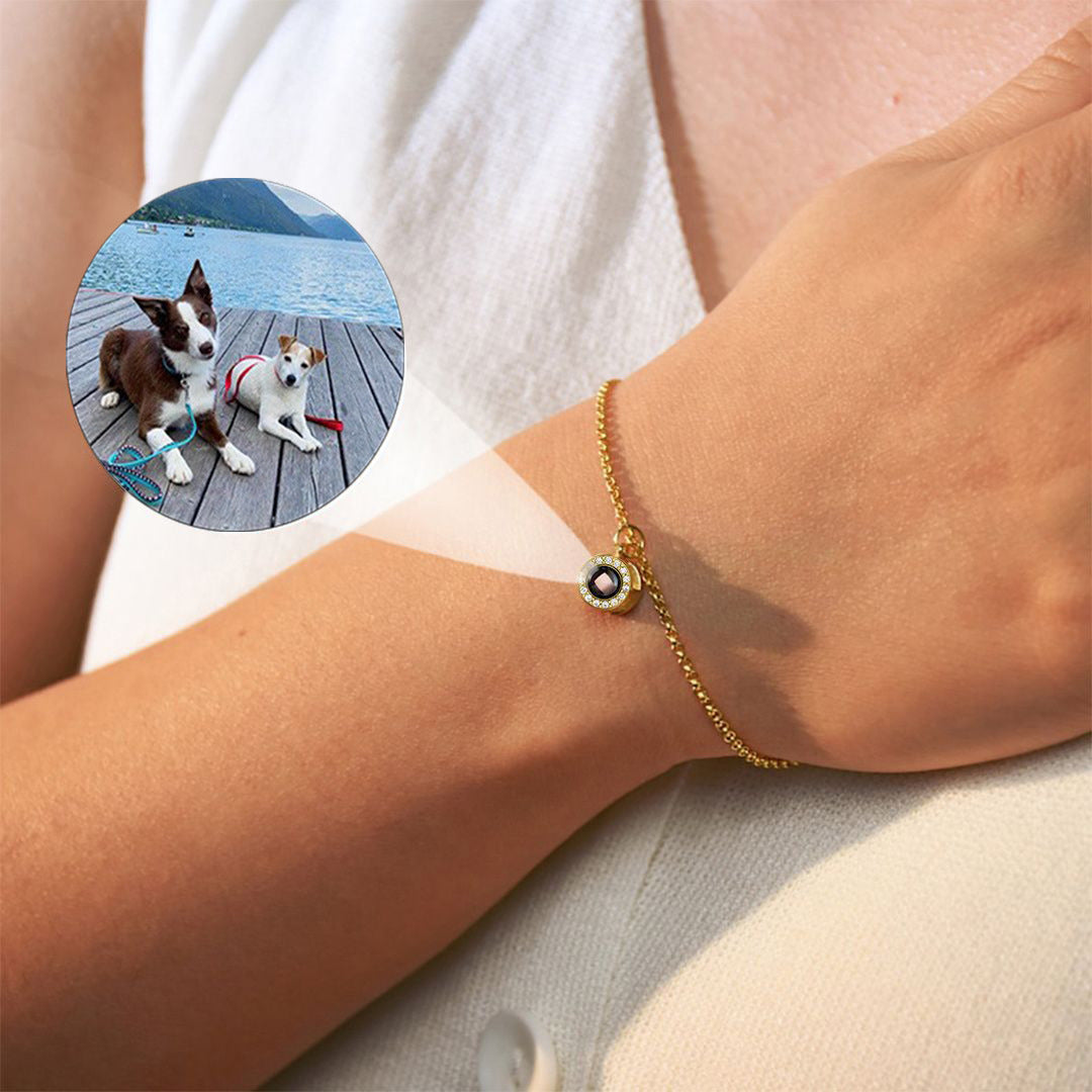 Projection photo round bubble couple bracelet