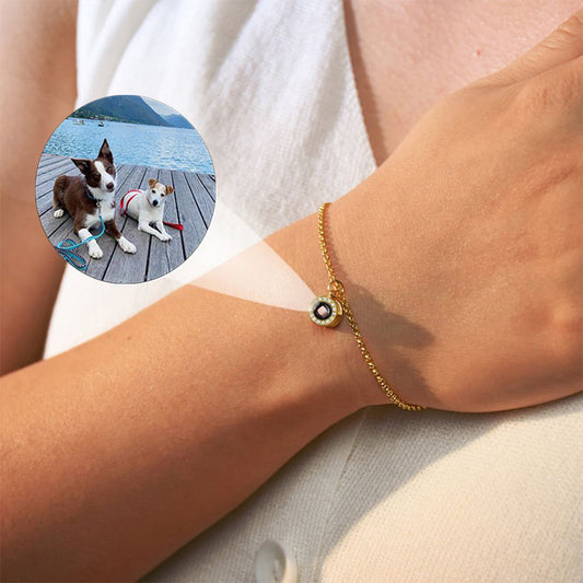 Projection photo round bubble couple bracelet