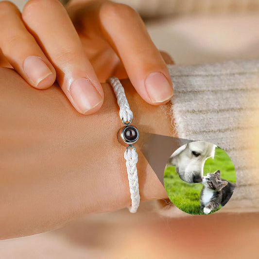 Photo projection hand-woven bracelet