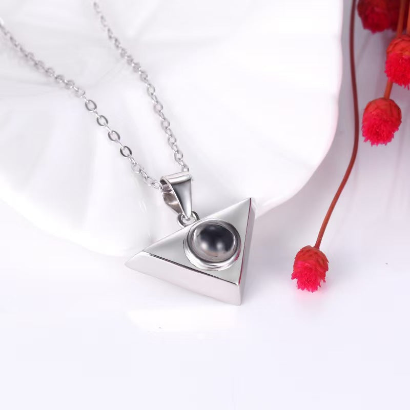 Photo projection triangle necklace