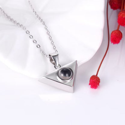 Photo projection triangle necklace