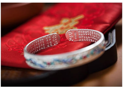 New Chinese style ancient heart sutra phoenix enamel bracelet