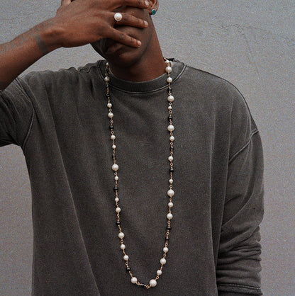 String pearl hip hop necklace