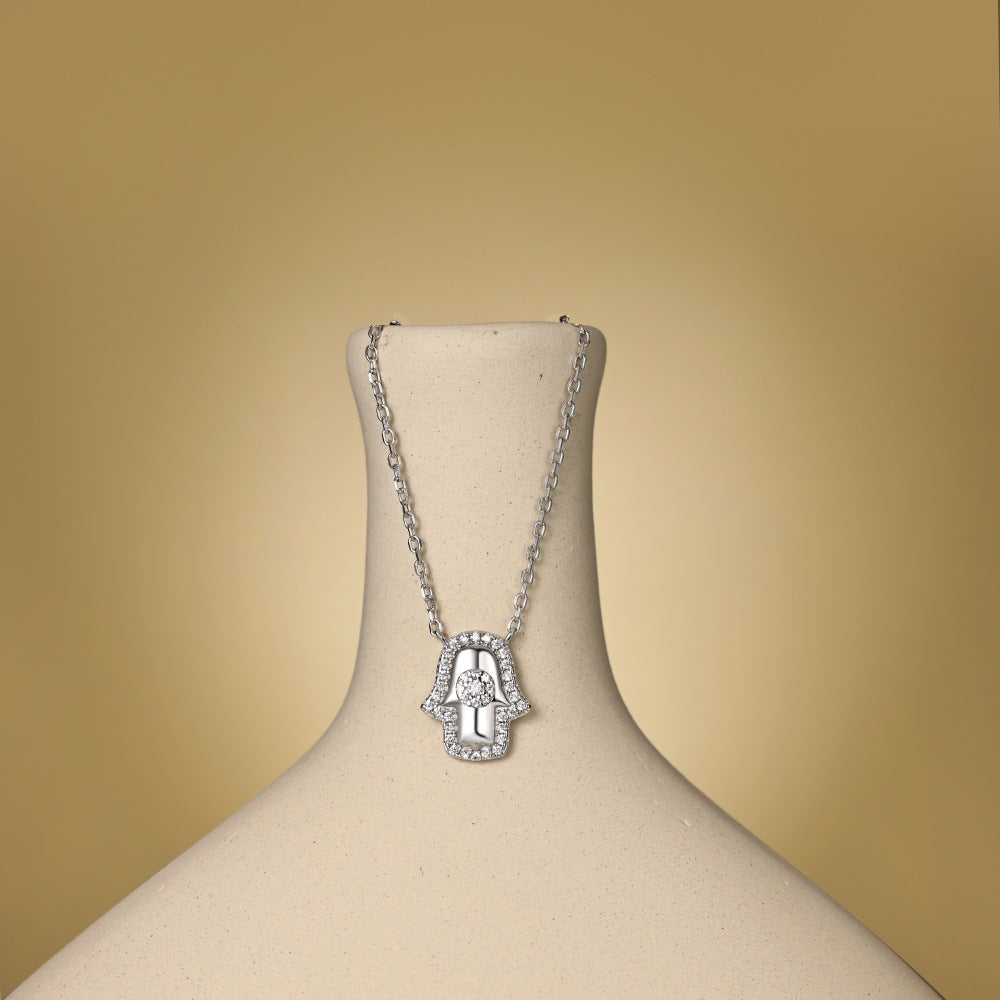 Fashion personality palm zircon necklace - jewelryweilin